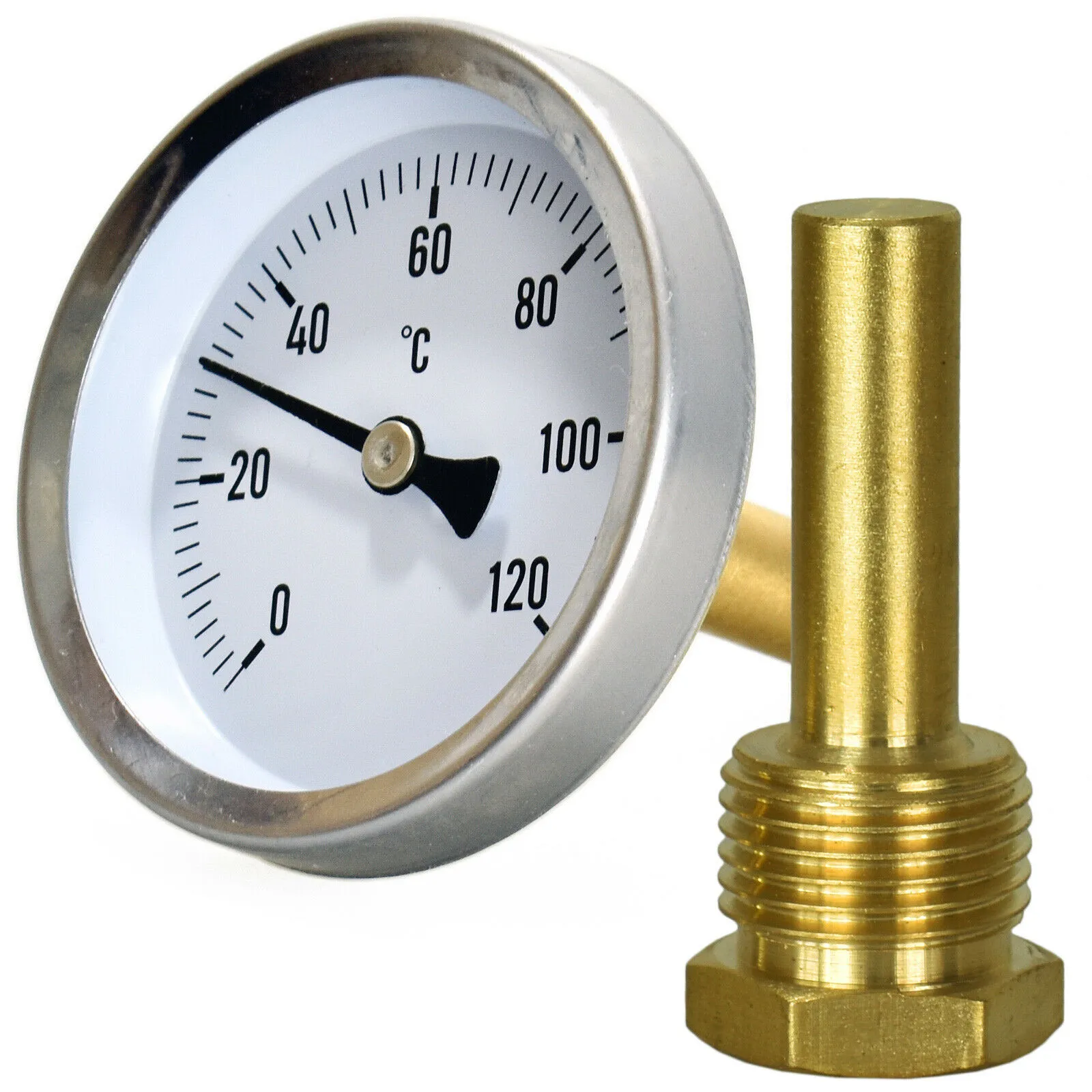 

Metal Thermometer Hot Water Pipe Thermometer 0-120°C Heating 63mm Dial Temp For Hot Water Heating Tube Oil Tanks