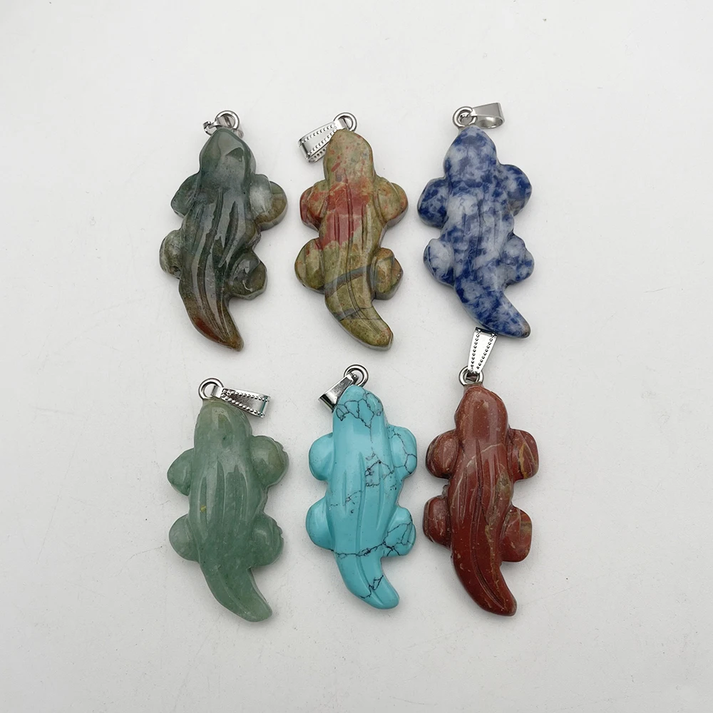 Модные смешанные подвески и ожерелья из натурального камня крокодила для