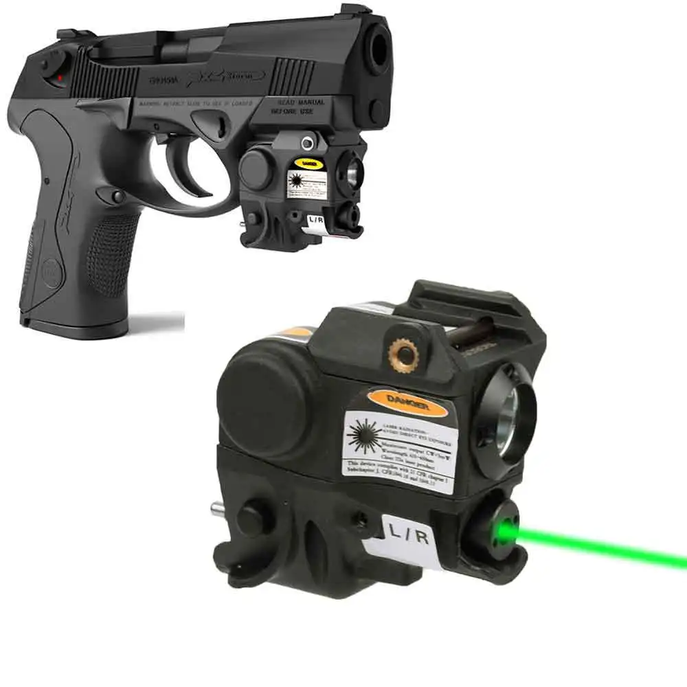 

Tactical High Lumen 550lm LED Flashlight and Green Laser Sight Combo for Self Defense G2C G3C Pistol Glock 17 19 with battery