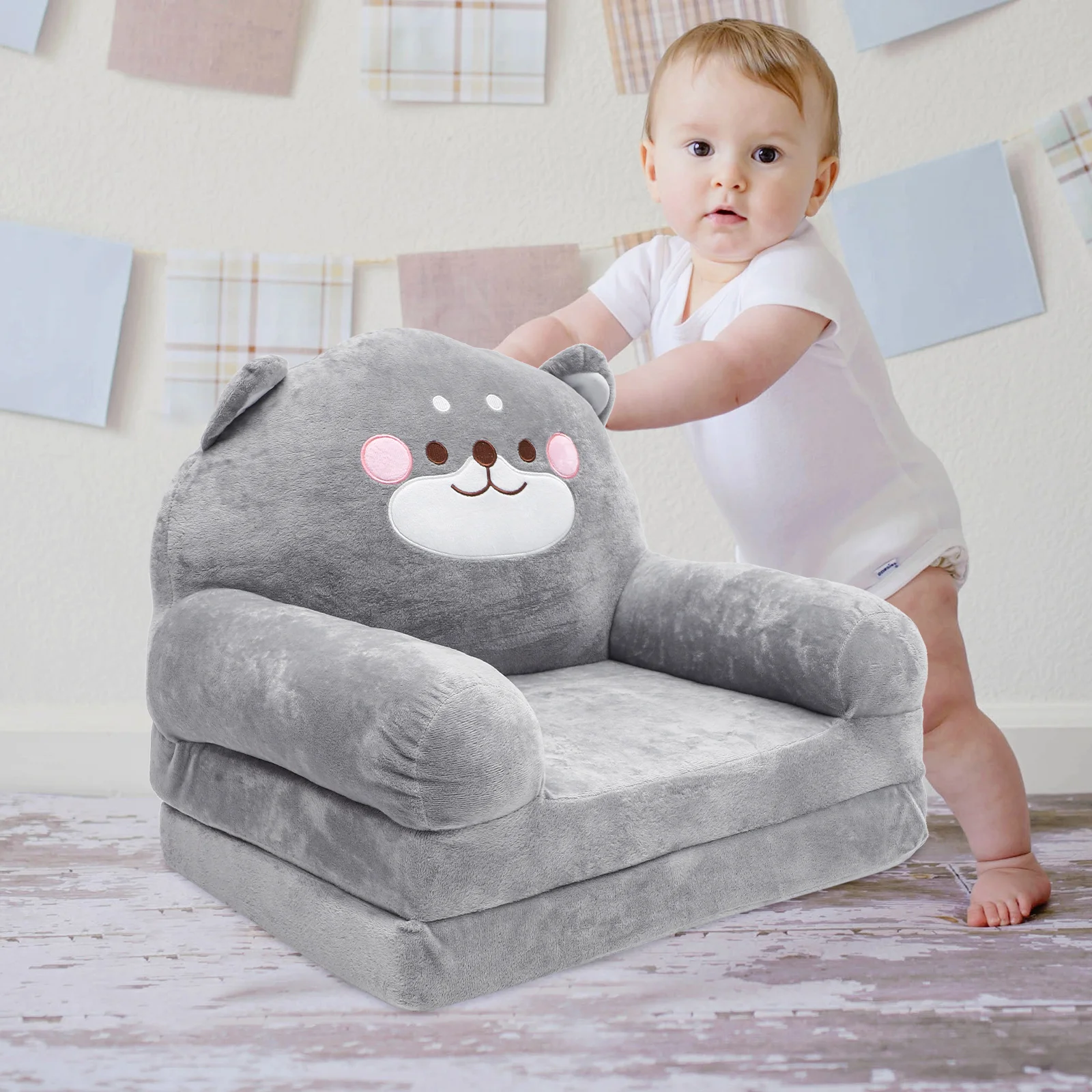 

Folding Children's Sofa Baby Sitting Chair Plush Elephant Shaped Seat Kids Couch