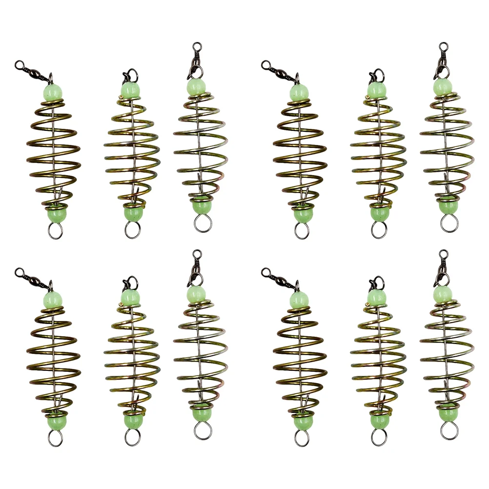 

Bead Spring Bait Bait Holder Spring Fshing Bait Trap with Luminous Bead Olive Shape Fishing Bait Cage Fishing Accessories