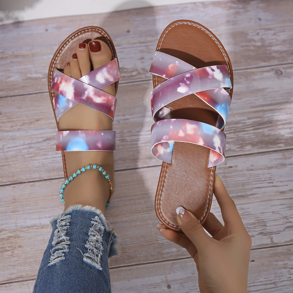 Summer Women Sandals Woman Summer Hollow Out Roman Shoes Women's Leopard Gladiator Open Toe Beach Flats Ladies Footwear 35-43