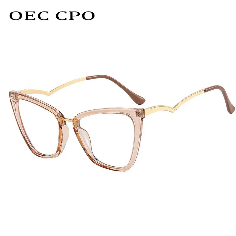 Модная оправа для очков кошачий глаз унисекс OEC CPO с прозрачными линзами
