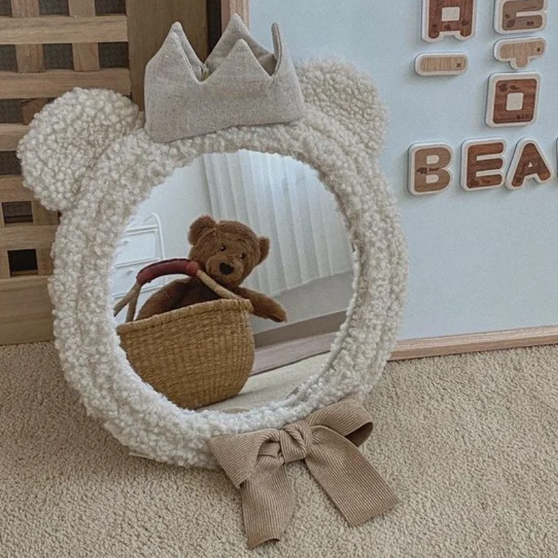 

INS Nordic Cartoon Crown Bear Decorative Mirrors Bathroom Baby Room Acrylic Creative Home Art Wall Decor Photography Accessories