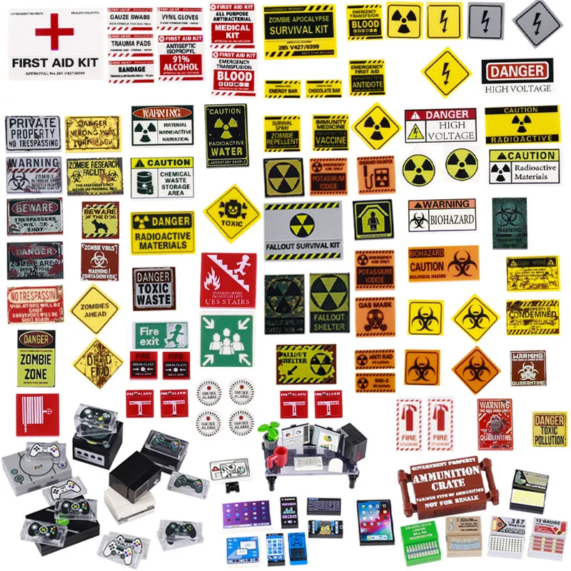 Конструктор аниме Мультяшные фигурки, игрушки, оружие, подарки для взрослых и детей, радиопредупреждающий знак, игровые аксессуары для кинотеатра