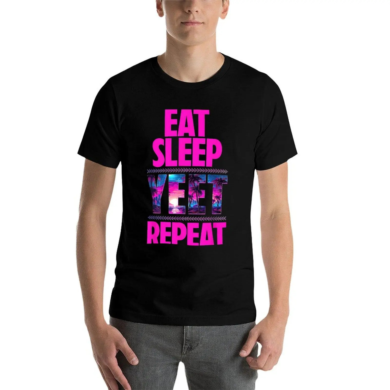 Футболка Eat Sleep Yeet Repeat Pink Ver аниме-фигурки одежда в стиле аниме синий замок