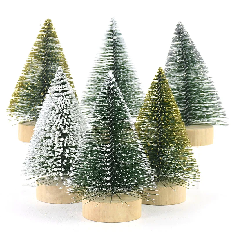 Mini Tree Green Small Pine Tree Sisal Placed In The Desktop Christmas Decorations Simulation Small Tree New Year Home Ornaments