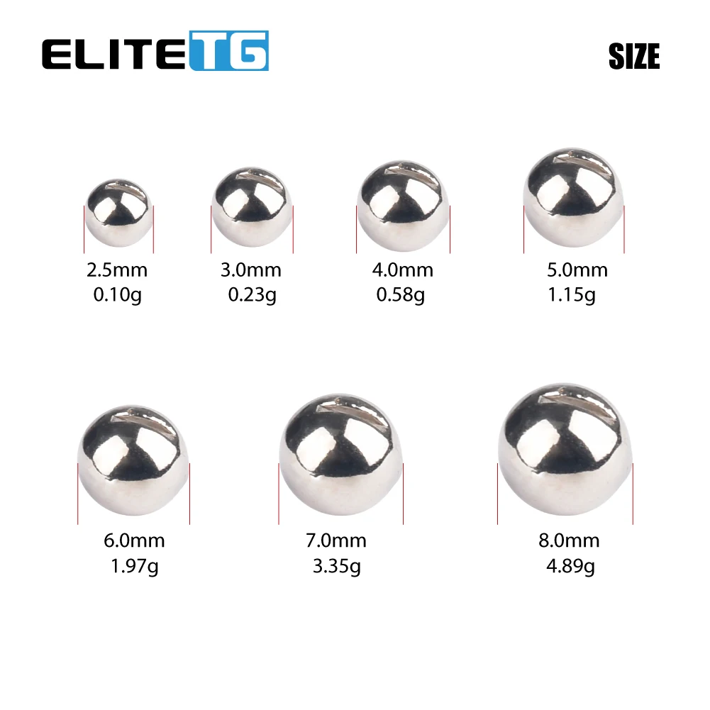 Elite TG  20PCS Tungsten Ball Ice Jig 2.5mm 3mm 4mm 5mm 6mm 7mm 8mm,DIY Without hook Jig Fishing for Bass Crappie enlarge