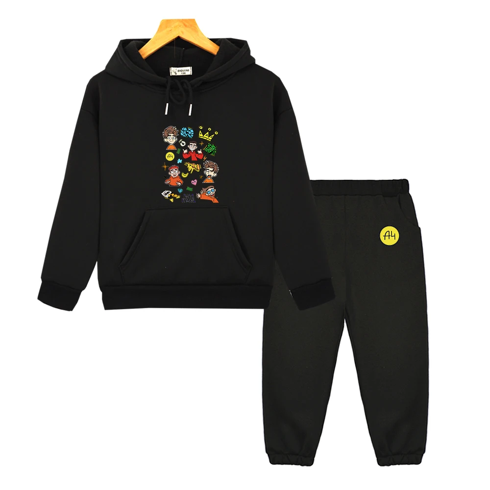 Children's Merch A4 Hoodies Girls Clothing Set Lamba Влад Бумага A4 Suit for Boy Kids Sweatshirts with Hood Toddler Pants Tops