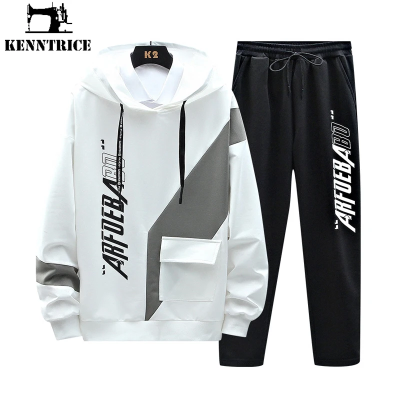 Kenntrice For Man Sweatsuits Sweatpants Pullover Gyms Jogging Male Streetwear Sport Hooded Spring Outdoor Autumn Two-Piece Sets