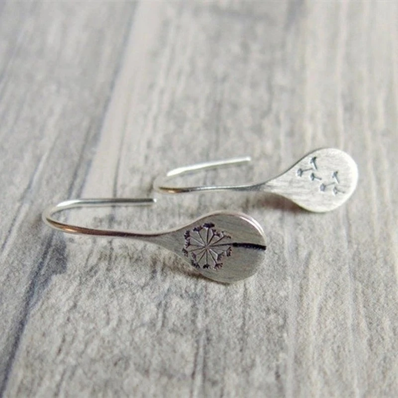

Exquisite Simple Retro Silver Plated Dandelion Drop Earrings Women's Engagement Wedding Jewelry Statement Earrings