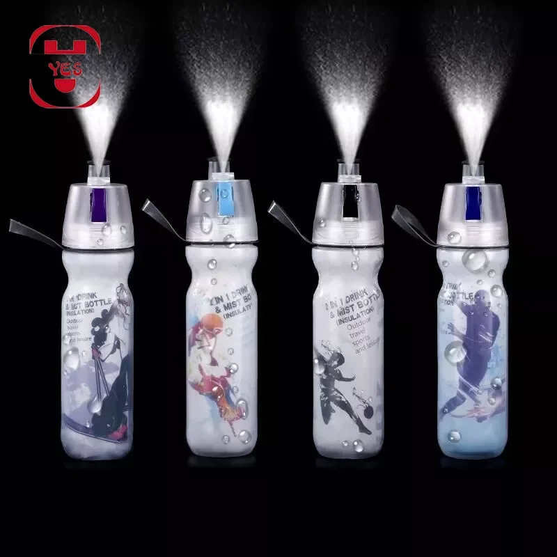 

Cool Insulated Bike Sports Water Bottle Spray Mist Squeeze Bottle 500ml Misting Portable Outdoor Double-deck Spray