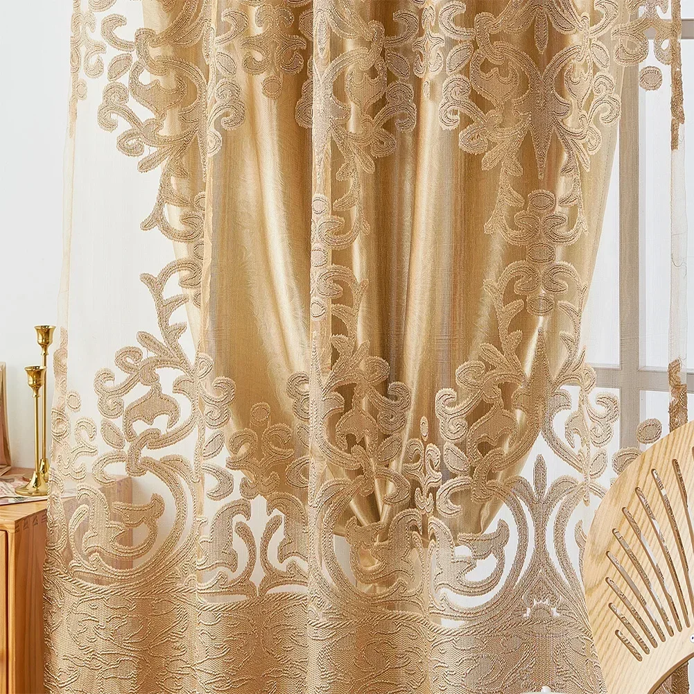 Роскошные плотные занавески LEEJOOM с золотистым затенением из тюля для гостиной