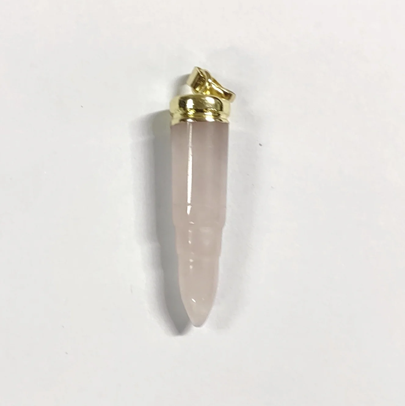 

WT-P1882 Amazing Unique Long Rose Quartz Bullet Pendant With Gold Top Gemstone Unisex Tiger Eye Lucky ACC Stone