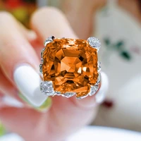 foydjew luxury quality jewelry simulation padparadscha fanta orange stone rings micro inlaid full diamond wedding ring for women