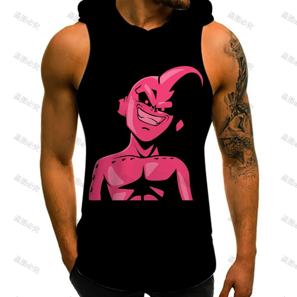 Купи Vegeta Vest With Hood Men Tank Top Dragon Ball Z Goku Trend Super Saiyan Men's T-shirts Anime Fashion High Street Harajuku Style за 158 рублей в магазине AliExpress