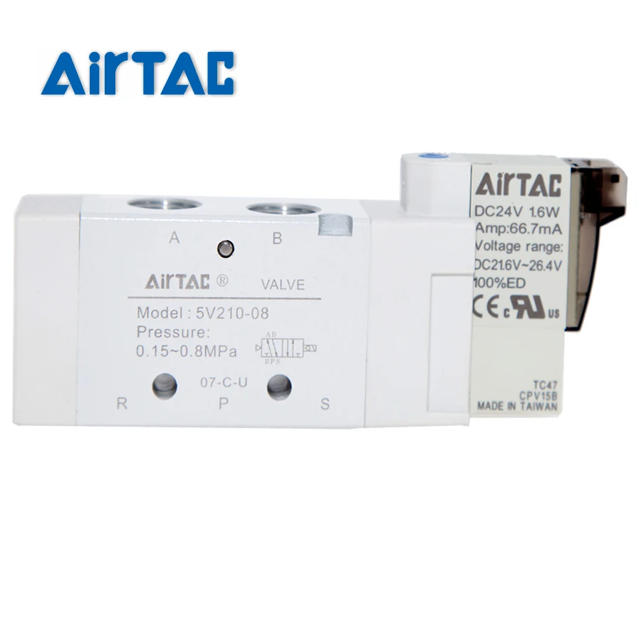 Электромагнитный клапан AirTAC 5V210 DC24V12V Одиночная катушка, контроль напряжения, легкая установка, осматрите 1/8 