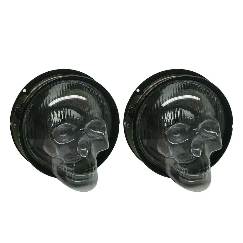 

Мотоциклетный каркас для передней фары, автомобильное украшение для грузовика, защитные аксессуары для фар, абажур для головы с черепом, 2 р...