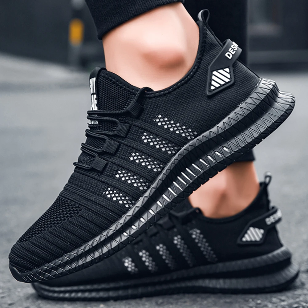 New Men Sneakers Fashion Mesh Casual Shoes Lac-up Breathable Lightweight Walking Sneakers Men Shoes Plus Size Summer Tenis Shoes