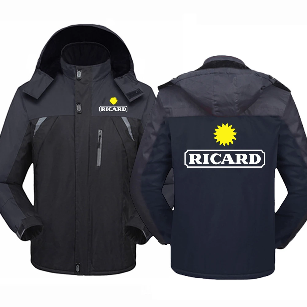

2022 Winter New RICARD Logo Printed Customizable Men Zipper Down Jacket Cotton Warm Thicken Fashion Man Women's Sportswear Wild