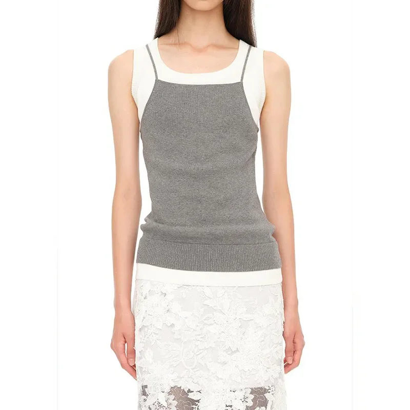 Топ женский трикотажный белый бесшовный из хлопка с круглым вырезом