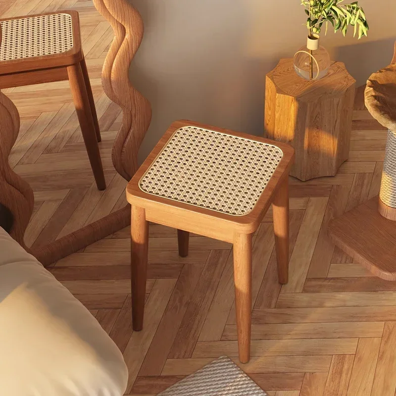 Стул-скамья из цельного дерева квадратный табурет для дома круглый