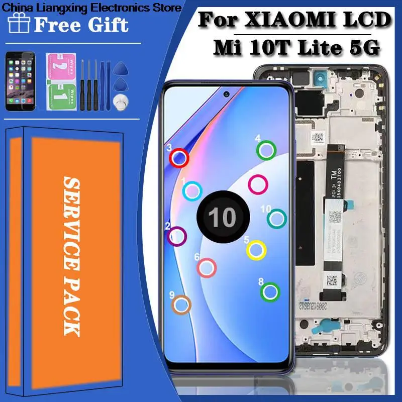 

6.67for lite para xiaomi mi10t lite 5g display lcd tela de toque digitador assembléia substituição para mi10t lite m2007j17g lcd