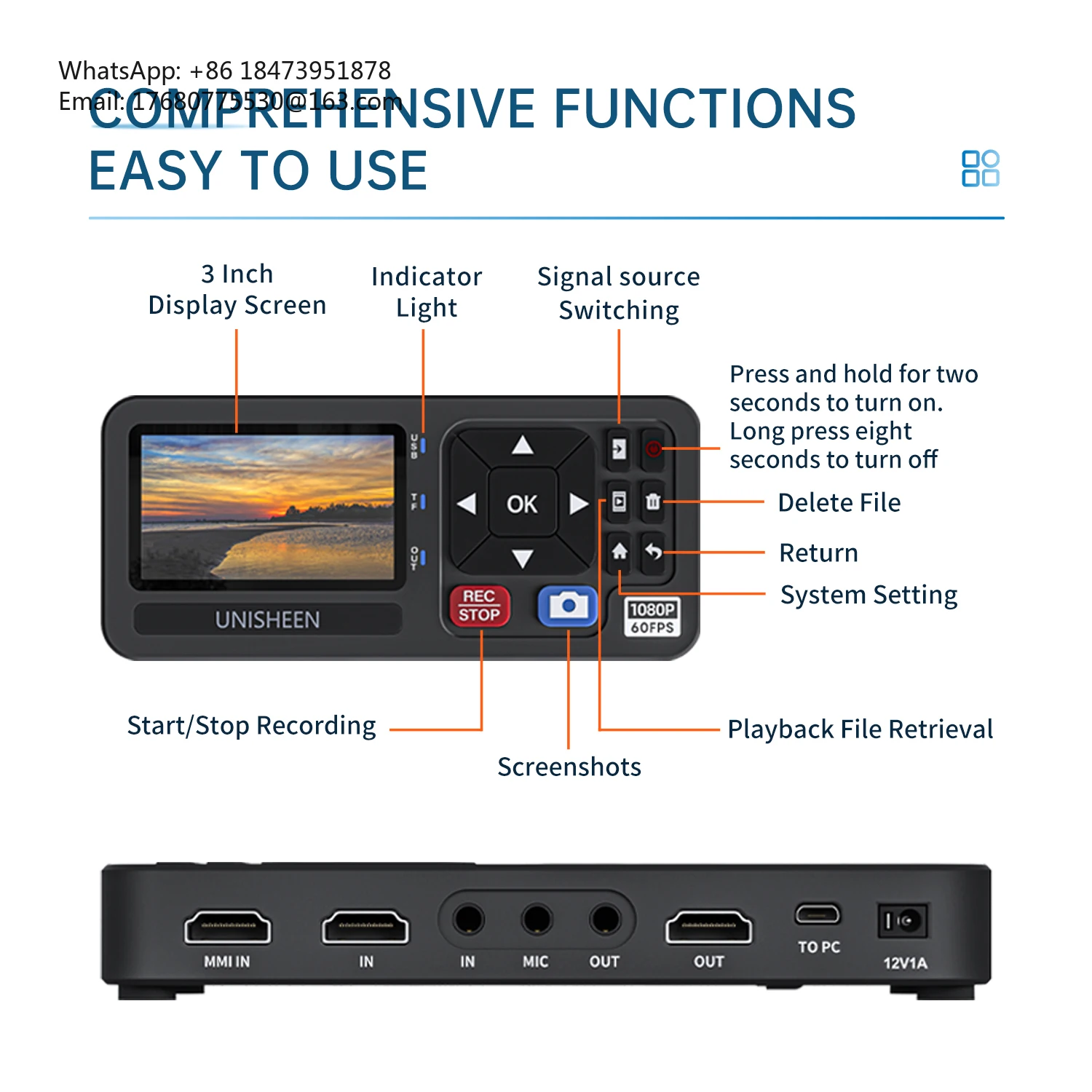 Производитель Мини-размера Автономный эндоскоп Переключаемый видеорегистратор