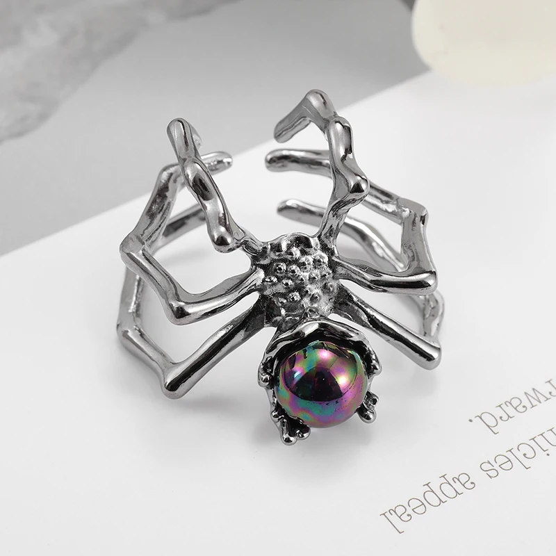 

Fashion Retro Animal Spider Open Copper Ring Punk Trend Gothic Party Jewelry Gift Accessories for Men and Women