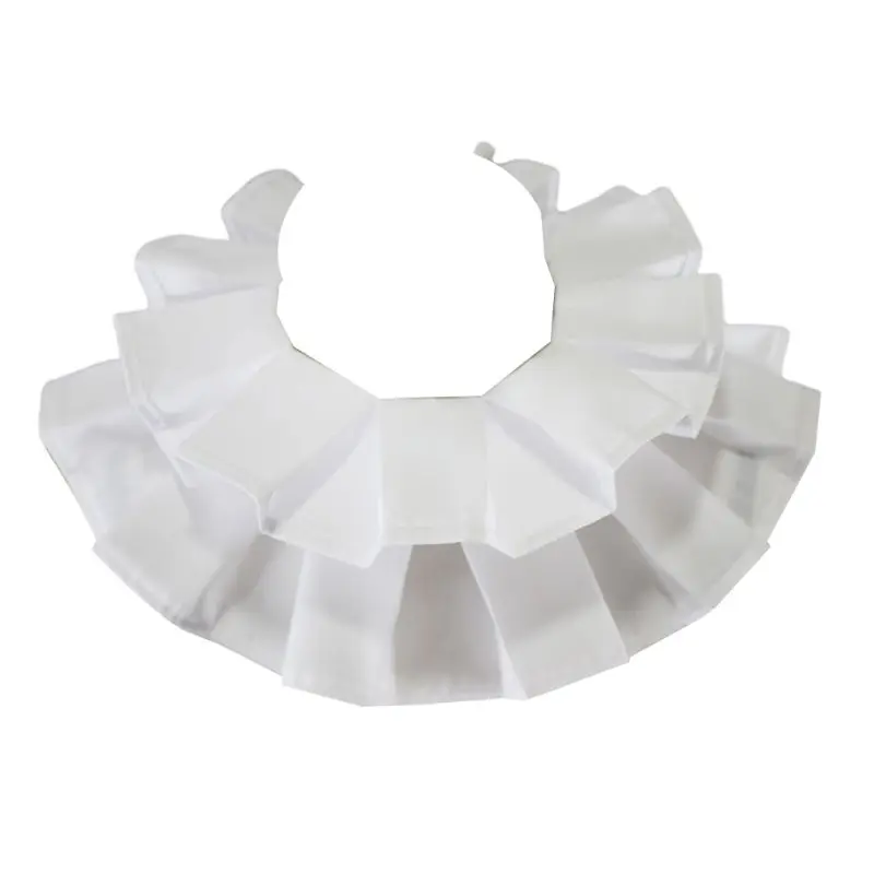 

Womens Vintage Renaissance Cotton Ruffle Fake Collar Victorian White Neck Ruff Scarf Halloween Cosplay Costume Props D5QB