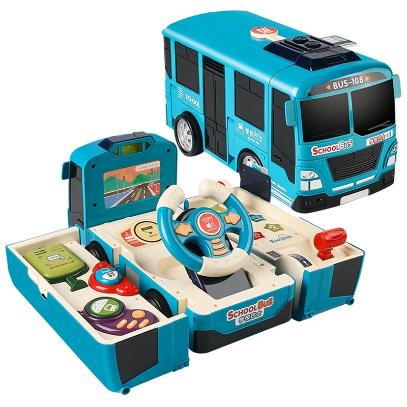 

Children's Steering Wheel Bus Baby Puzzle Driving Steering Wheel Baby Toy Boy Transforming Bus Toy Multifunctional Bus
