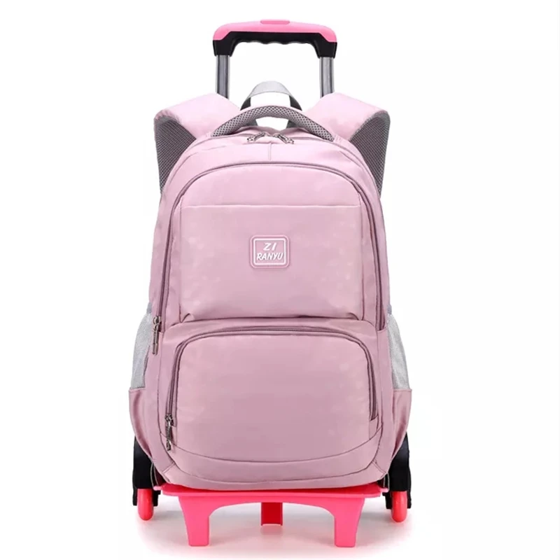 Kids Girls Large Trolley Schoolbag On wheels Climb Stairs Luggage Travel Backpacks Removable Children School Bags with Wheels