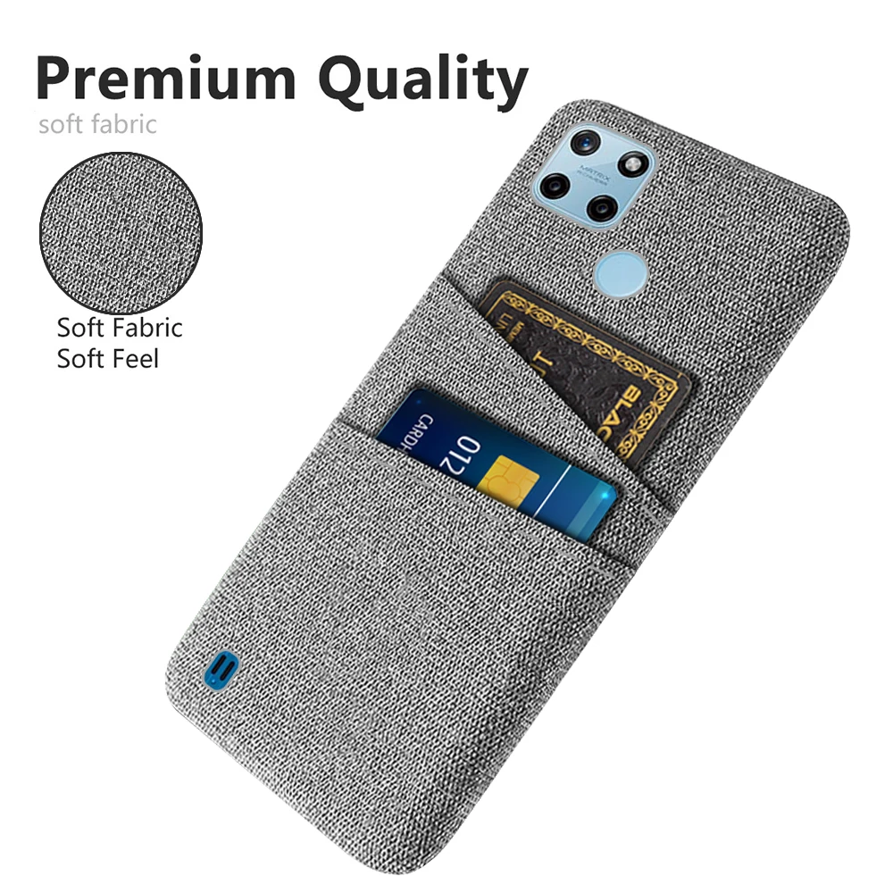 

For Cover OPPO Realme C21Y Case Luxury Dual Card Fabrics Texture Cover For Realme C21Y C21 Y RMX3261 RealmeC21Y C 21Y Coque 6.5"