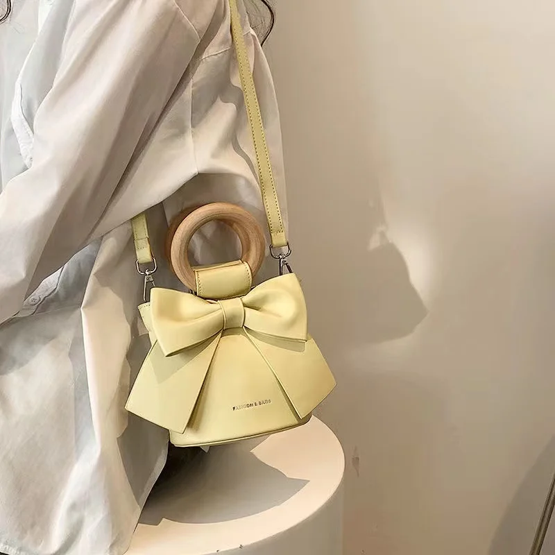 

Роскошная дизайнерская женская сумочка из искусственной кожи с бантом, сумка-мешок через плечо, тоут, модная милая сумка на плечо, на лето