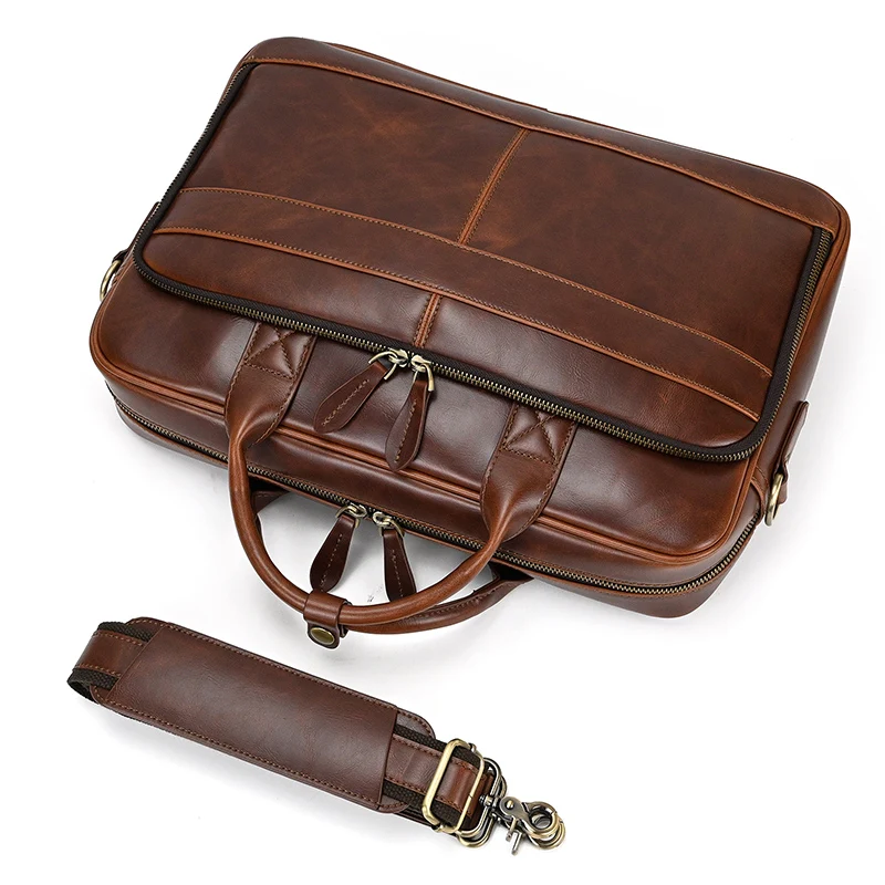 Кожаная сумка, офисный портфель для ноутбука Luufan, модная мужская сумка через плечо, кожаная Деловая Сумка для документов 15 дюймов
