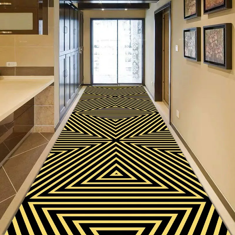 

Reese Lobby Carpet Living Room Lint-free Long Rug Autumn Winter Nordic Abstract Geometric Stripes Hallway Corridor Hall Entrance