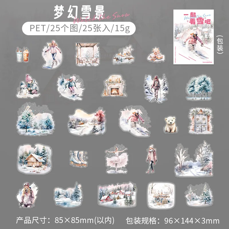 

Набор наклеек Alideco "Давайте смотреть снег вместе", 25 шт