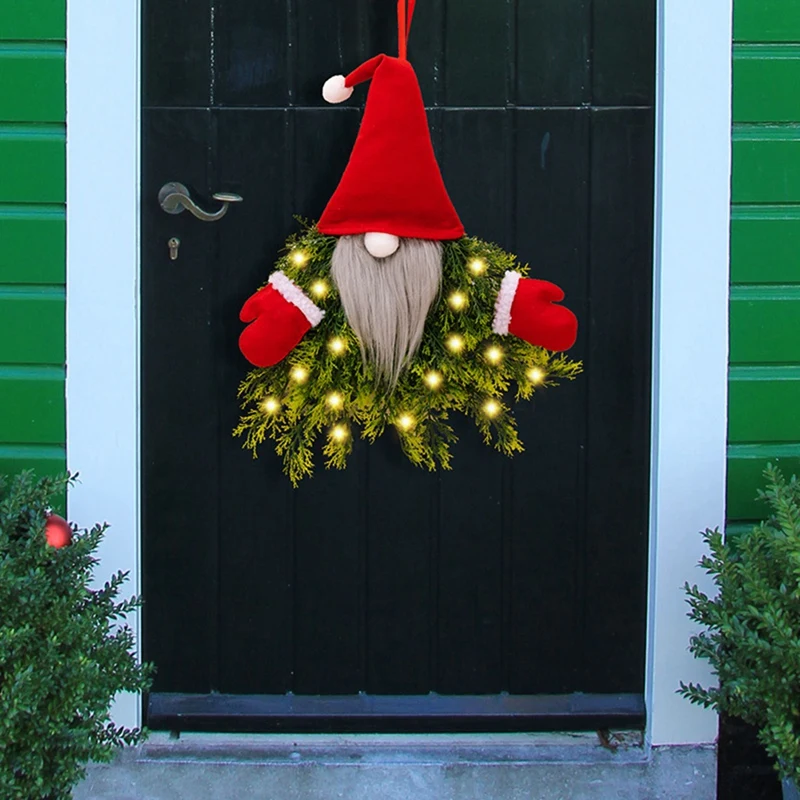 Рождественский венок для пожилых людей светящийся без лица как показано