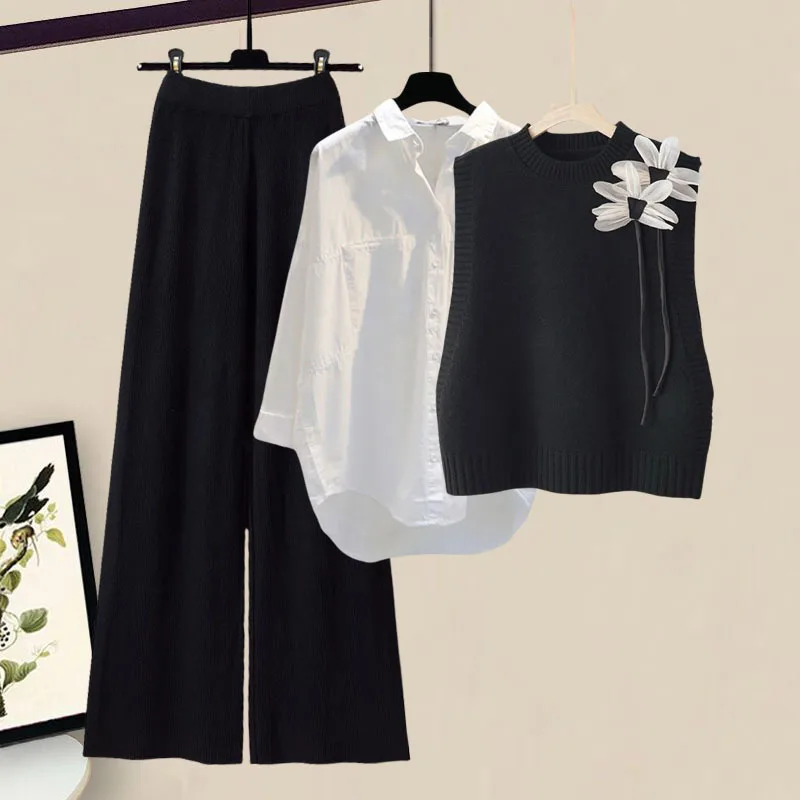 Осенне-зимние комплекты трикотажных брюк для женщин корейский повседневный