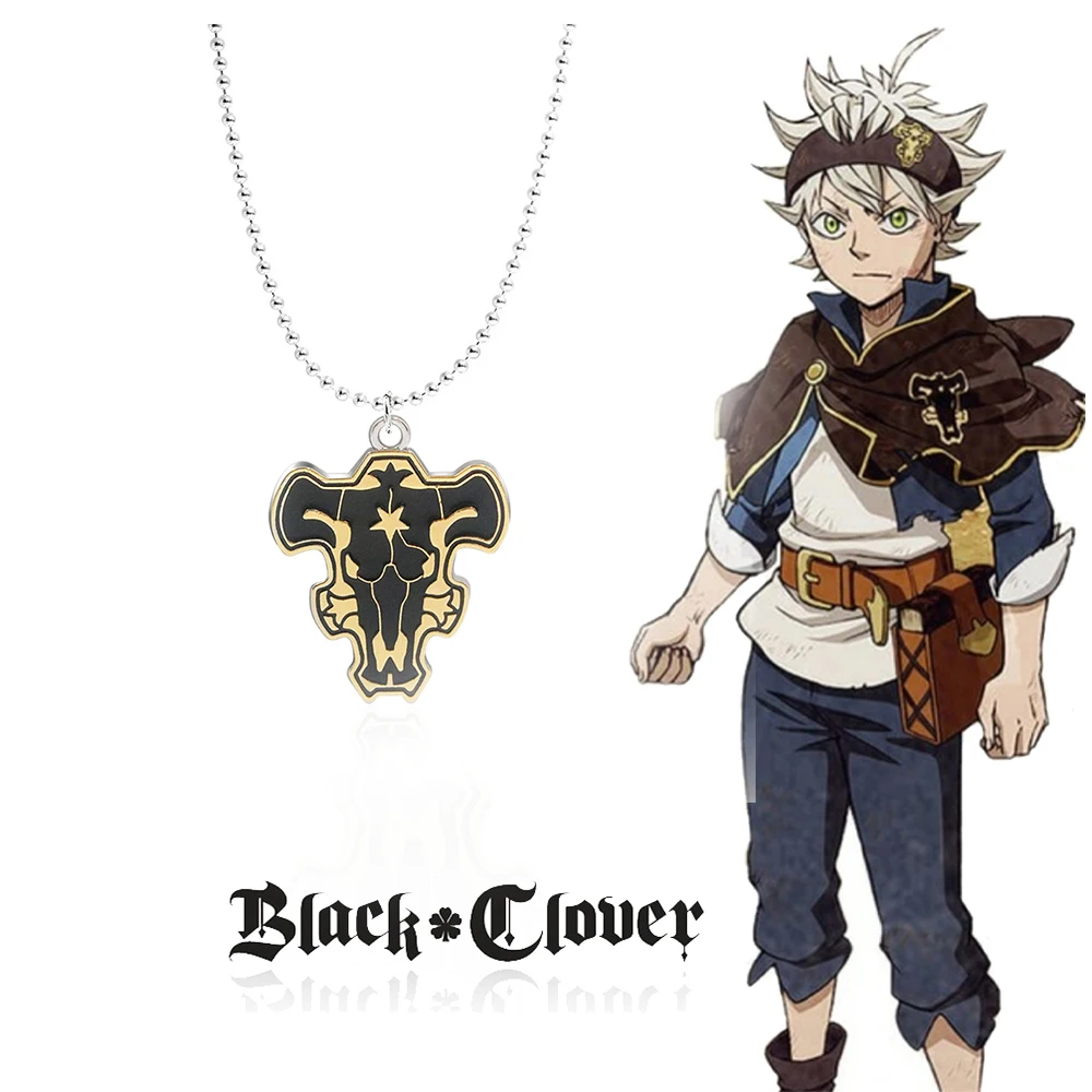 

Anime Black Clover Pendant Necklace Demon Yami Asta Cosplay Metal Bull Sign Badge Lapel Fan Decoration