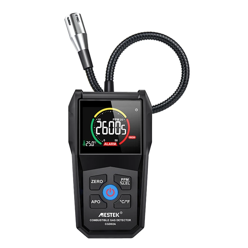 

MESTEK CGD02A Color Screen Gas Analyzer Combustible Gas Leak Detector Gas Meter Petroleum Detection PPM Meter Air Analyzer