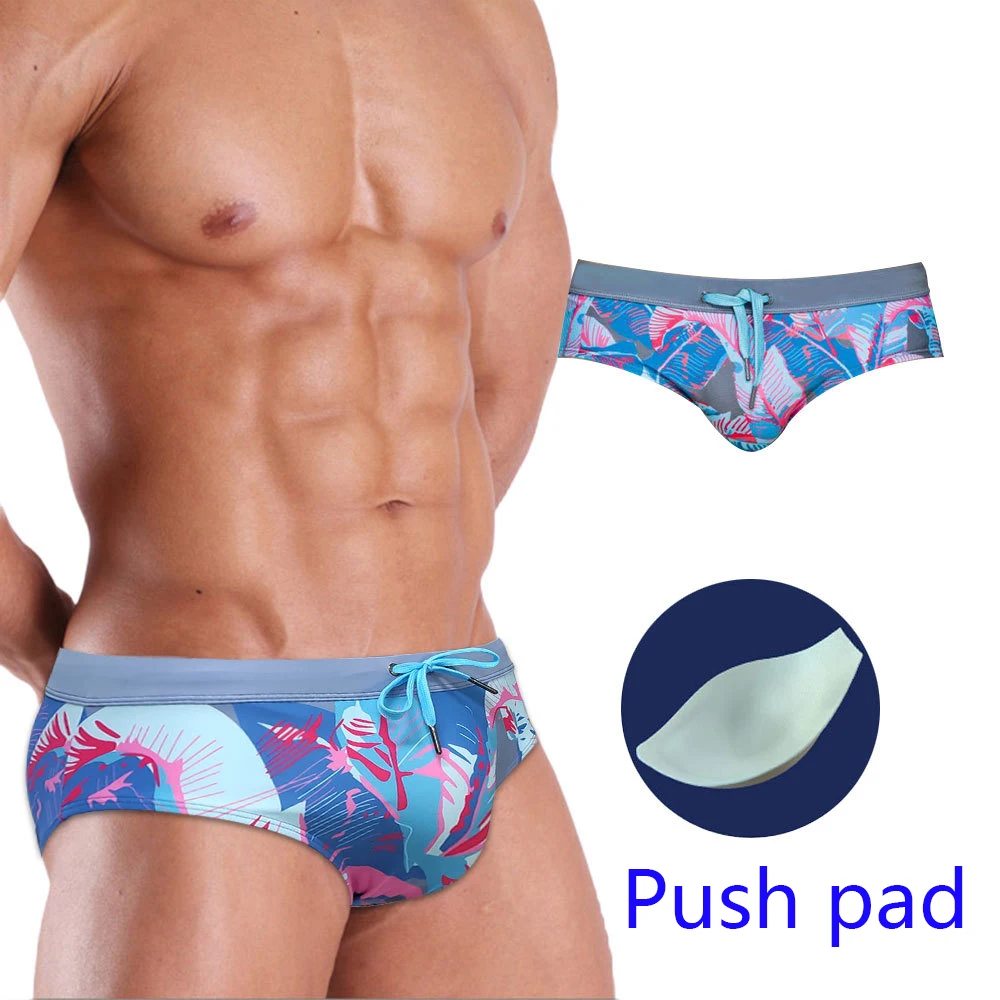 

Мужские летние Плавки бикини, новые мужские пляжные плавки с эффектом пуш-ап