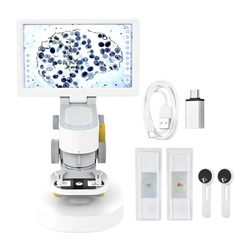 

1200X Digital Microscope Rechargeable HD 9 Inch 1080 P Screen Intelligent Microscope for Mite Detector Science Education