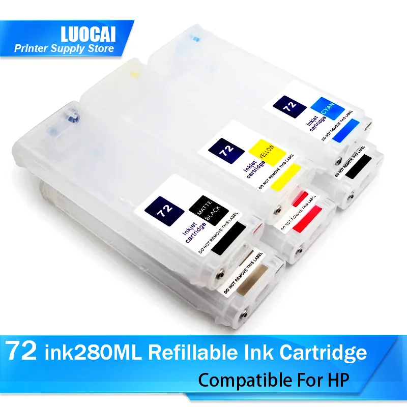 

280ML Refillable Ink Cartridge with Chip Compatible for HP72 for HP 72 DesignJet T610 T770 T790T1100 T1120 T1200 T1300 T2300
