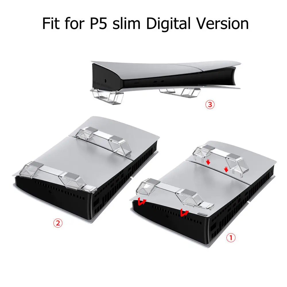 Фото Горизонтальная подставка для PS5 Slim, держатель для цифровых/дисковых игровых консолей с компактным дизайном для Playstation 5 Slim, аксессуары №3