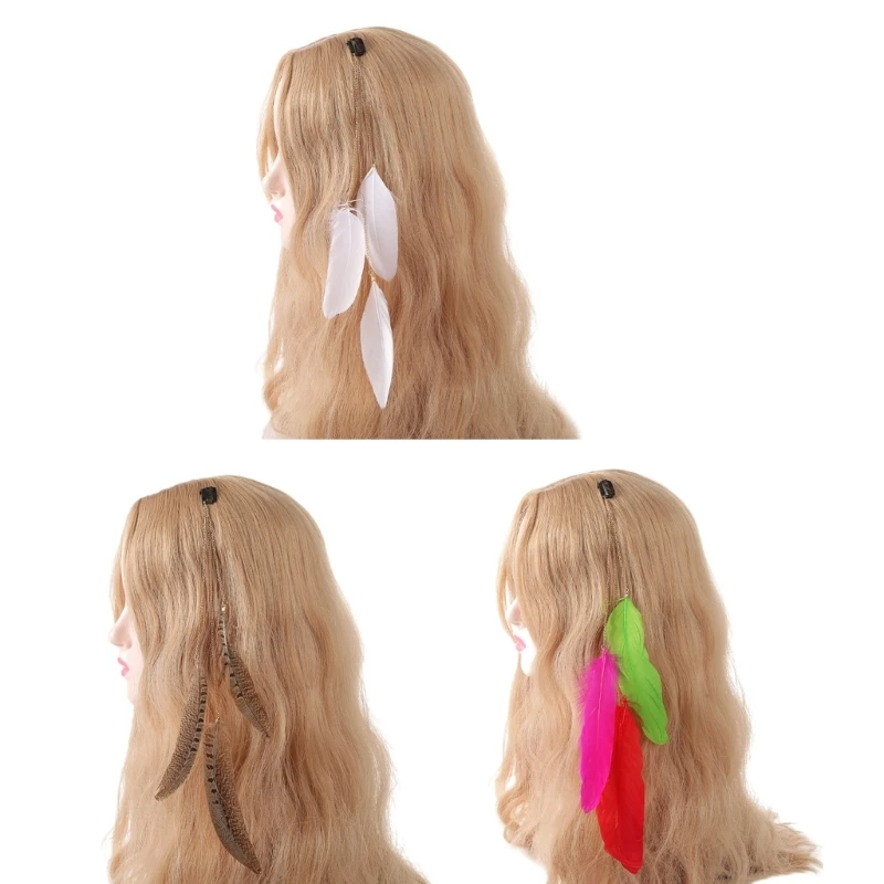 

Eye-catching Feather Hair Barrettes Bohemia Style Hair Clip Wedding Party Women Bride Hair Styling Photoshoots Headwear