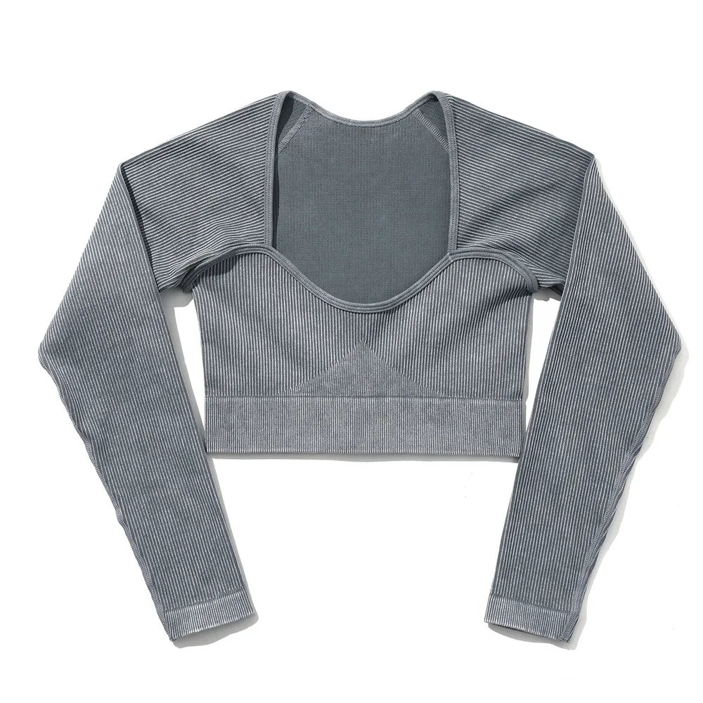 Knitted Workout Set Seamless Washed Bra Crop Top Shorts Set Sport Leggings Workout Outfits Gym Suits Fitness Clothing Women