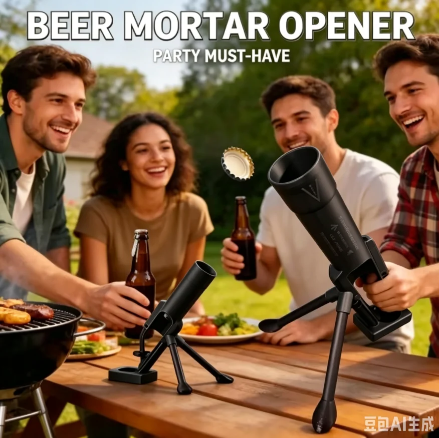 Фото Открывалка для пивных бутылок Hand Free Mortar Beer Opener, подходит для бутылок объемом 330 мл, креативный инструмент для выброса крышек, для домашнего бара, пикника на заднем дворе, украшение для вечеринок, гаджет. №5