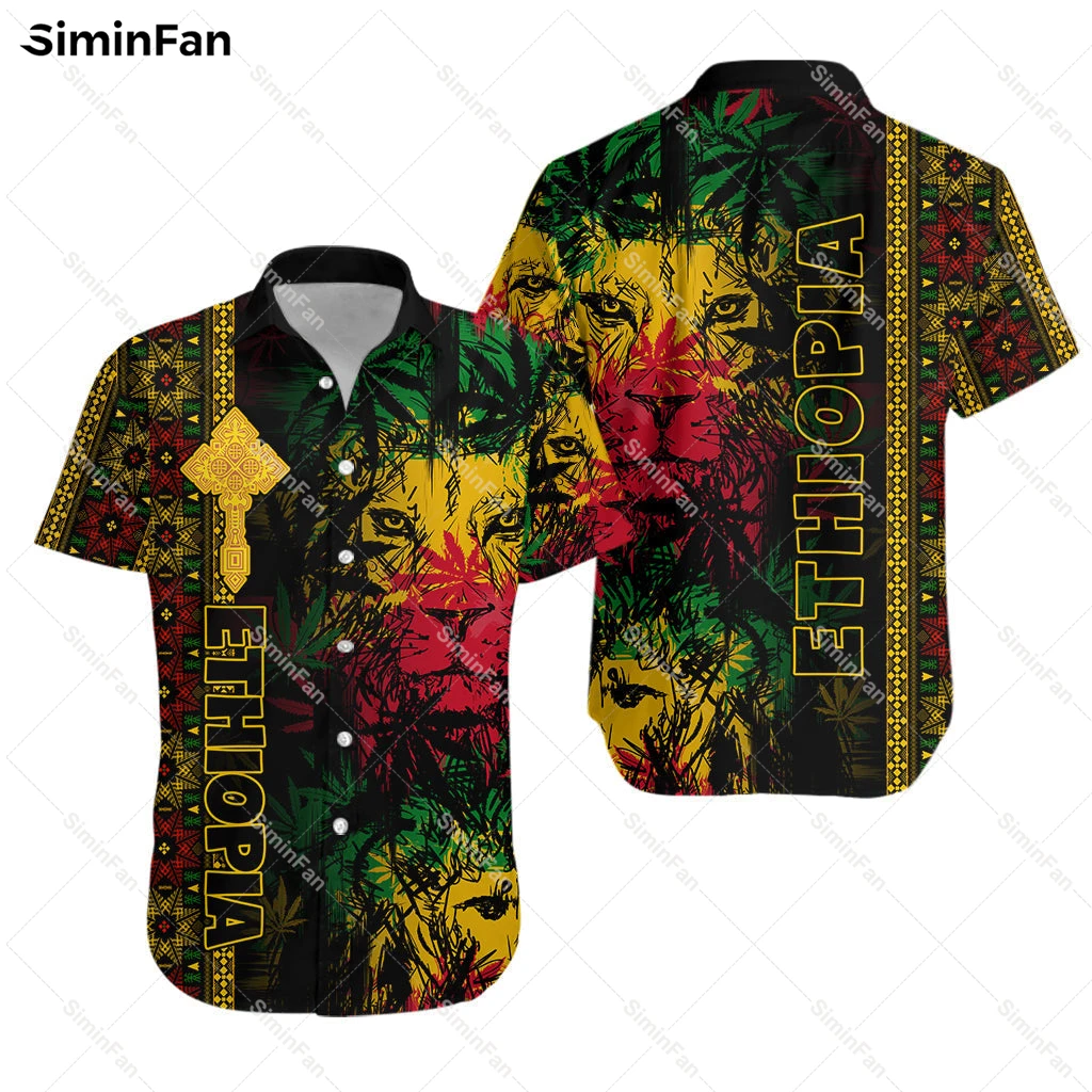 Футболка Мужская/женская с 3D принтом летняя рубашка в стиле Эфиопский льва регги