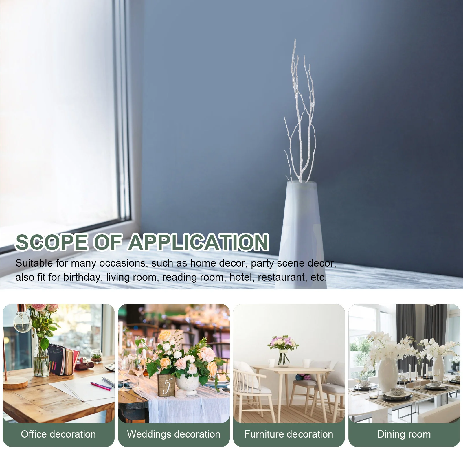 Para 50 см сушеные веточки белые вазы для цветов сухие ветки деревьев искусственные